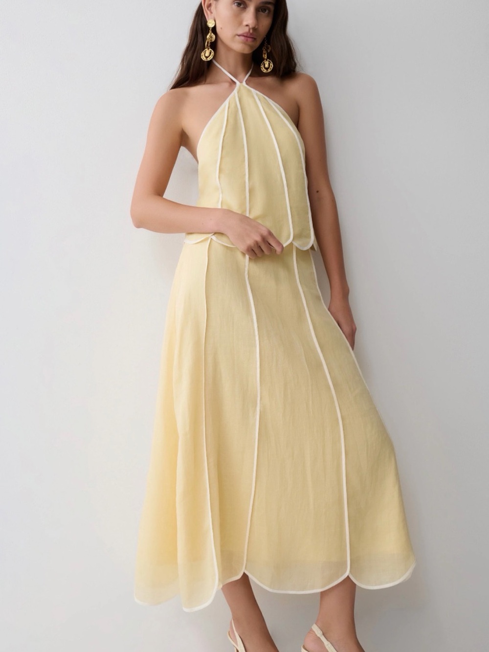 Meshki Yellow Scallop Two Piece Set